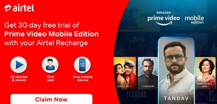 Amazon Prime Video to offer mobile-only plan in India, starting at Rs 89 per month, Amazon has partnered with Bharti Airtel